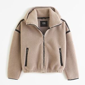 YPB Abercrombie & Fitch medium NeoWARM faux Shearling Oat zip up jacket